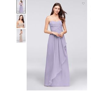 Lavender “iris” David’s Bridal floor length bridesmaid dress